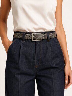 Vintage Kudos Snake Embossed Leather Belt Made in Canada 80/32